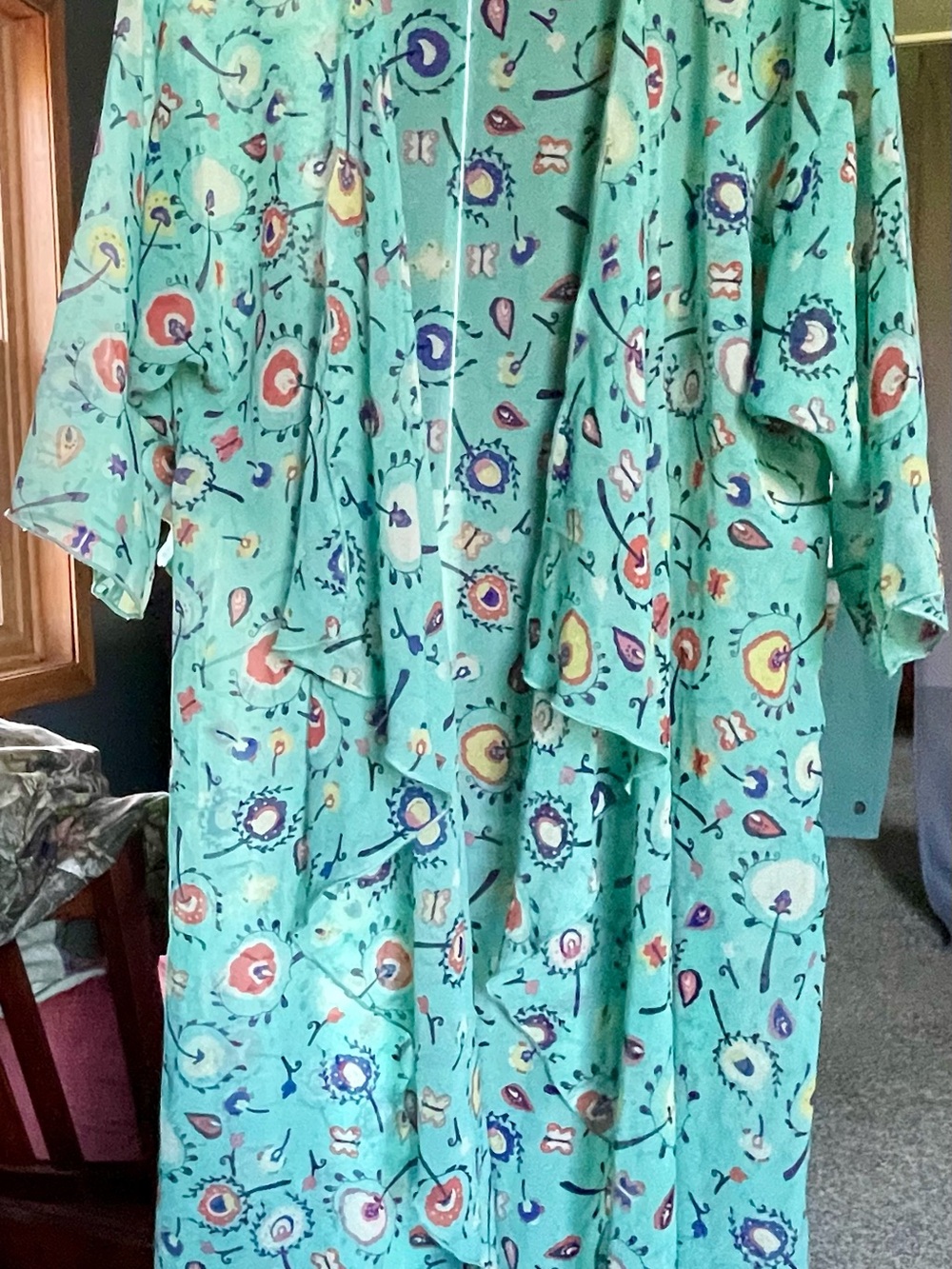 LuLaRoe Teal Floral Kimono Swim Coverup Sz M